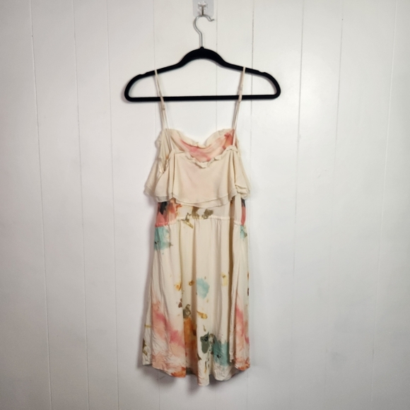 Aritzia Wilfred 100% Silk Emmanuelle Watercolor Mini Dress Cream Size Medium - Picture 5 of 7